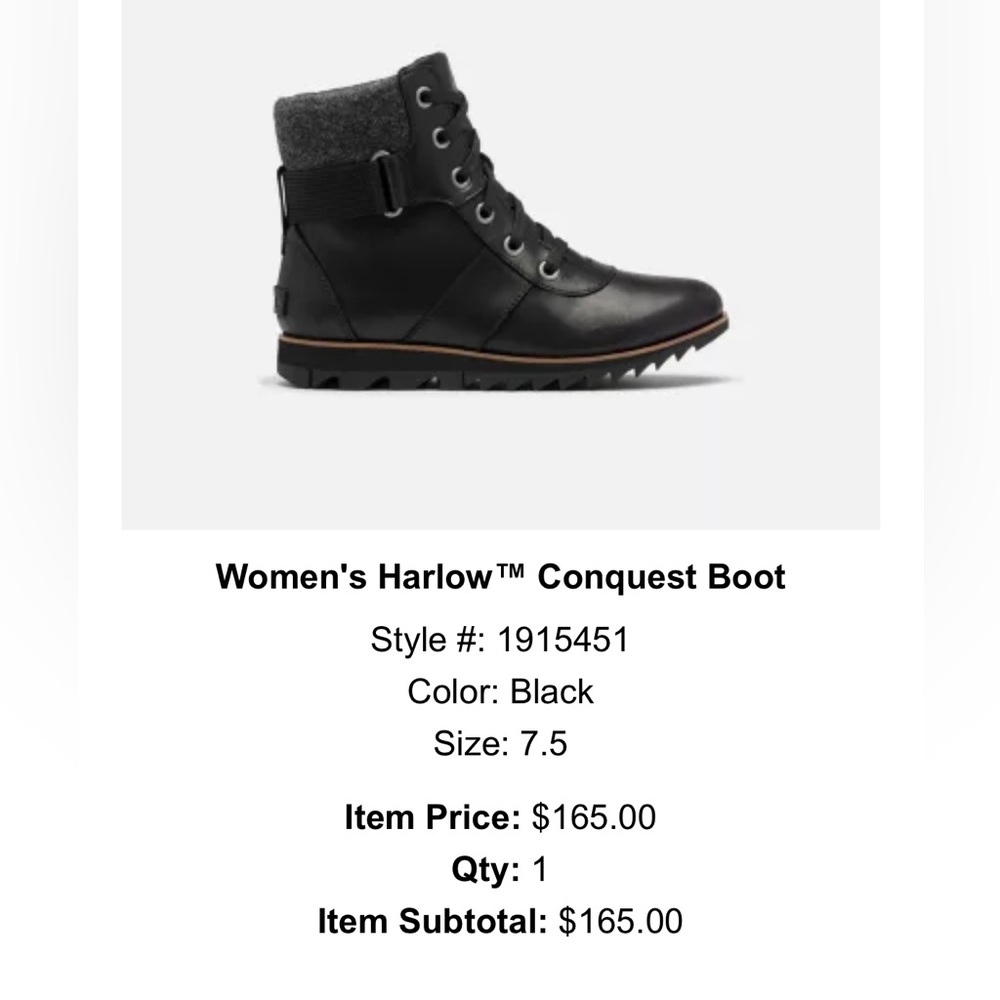 Women’s Sorels. Harlow conquest boots. New without tags. Never worn.